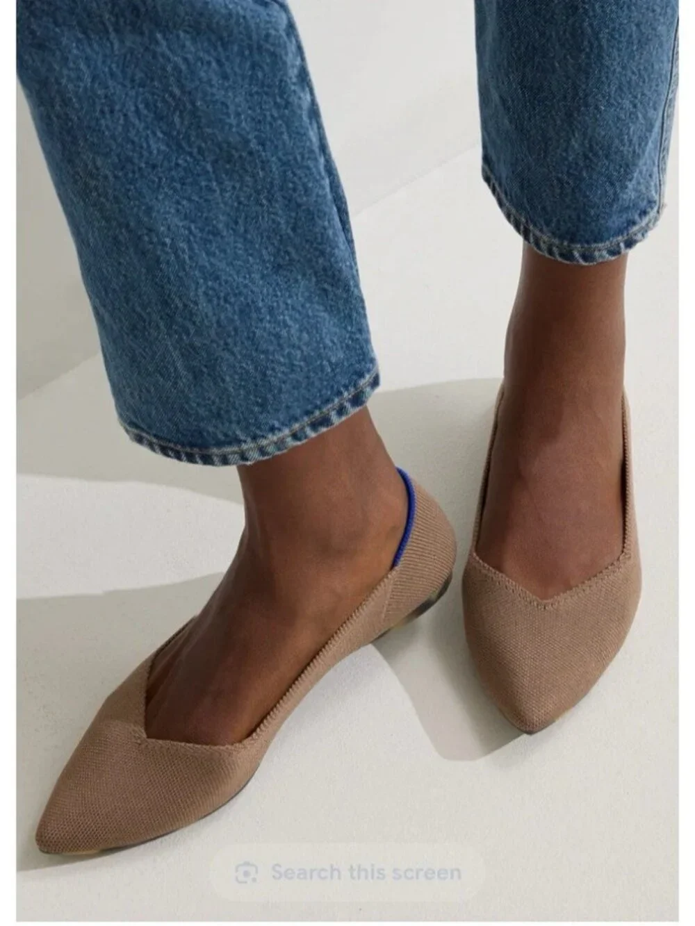 Rothys The Point Ballet Flats in Mink Women's Size 7 Elastic Knit Fabric Taupe